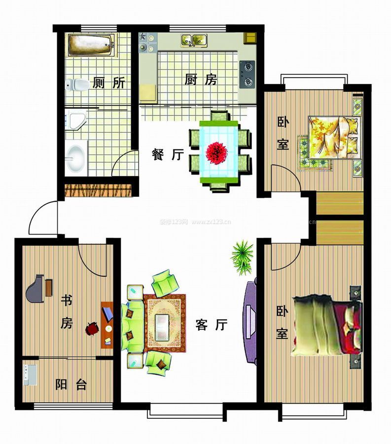 100平正方形户型设计图图片