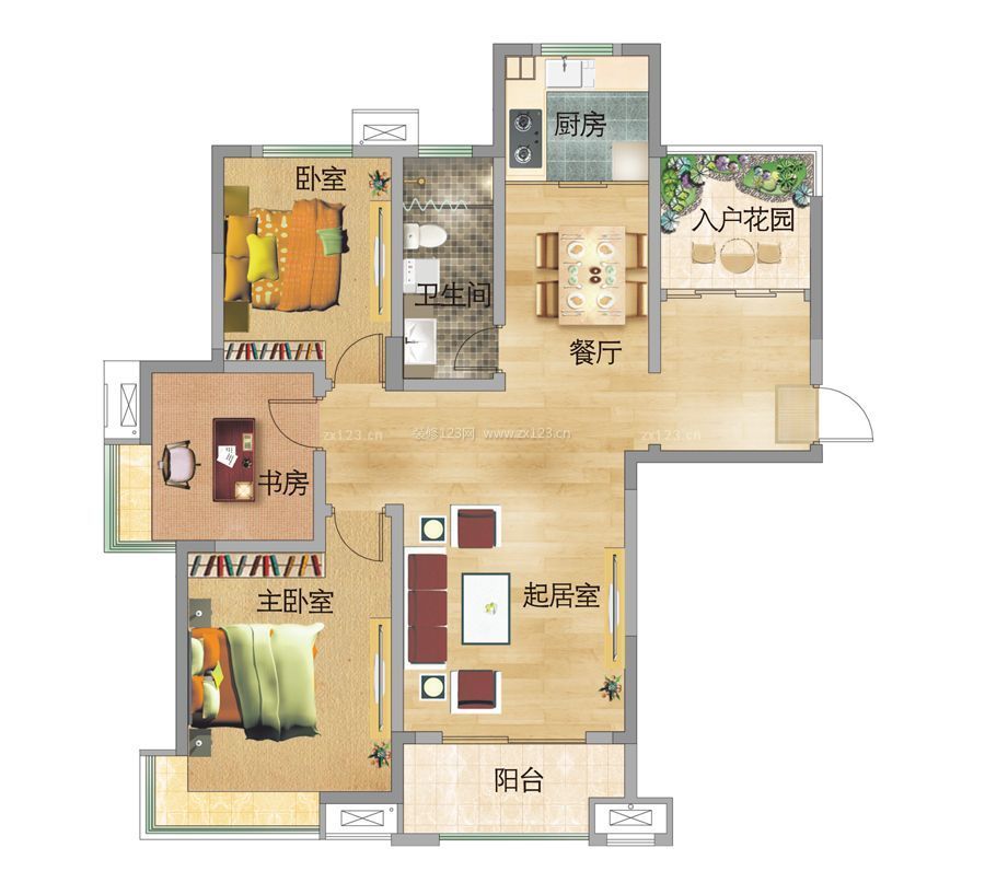 最新100平方两室两厅一厨一卫别墅户型图