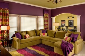房子装修效果图120平 紫色墙面装修效果图片
