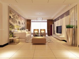 70-80平米房屋沙发背景墙壁画装修效果图