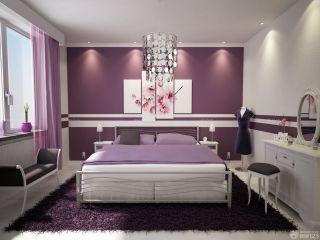 60平米旧房改造紫色墙面装修实景图