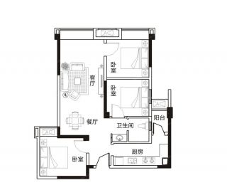 最新100平方三室两厅别墅户型图片