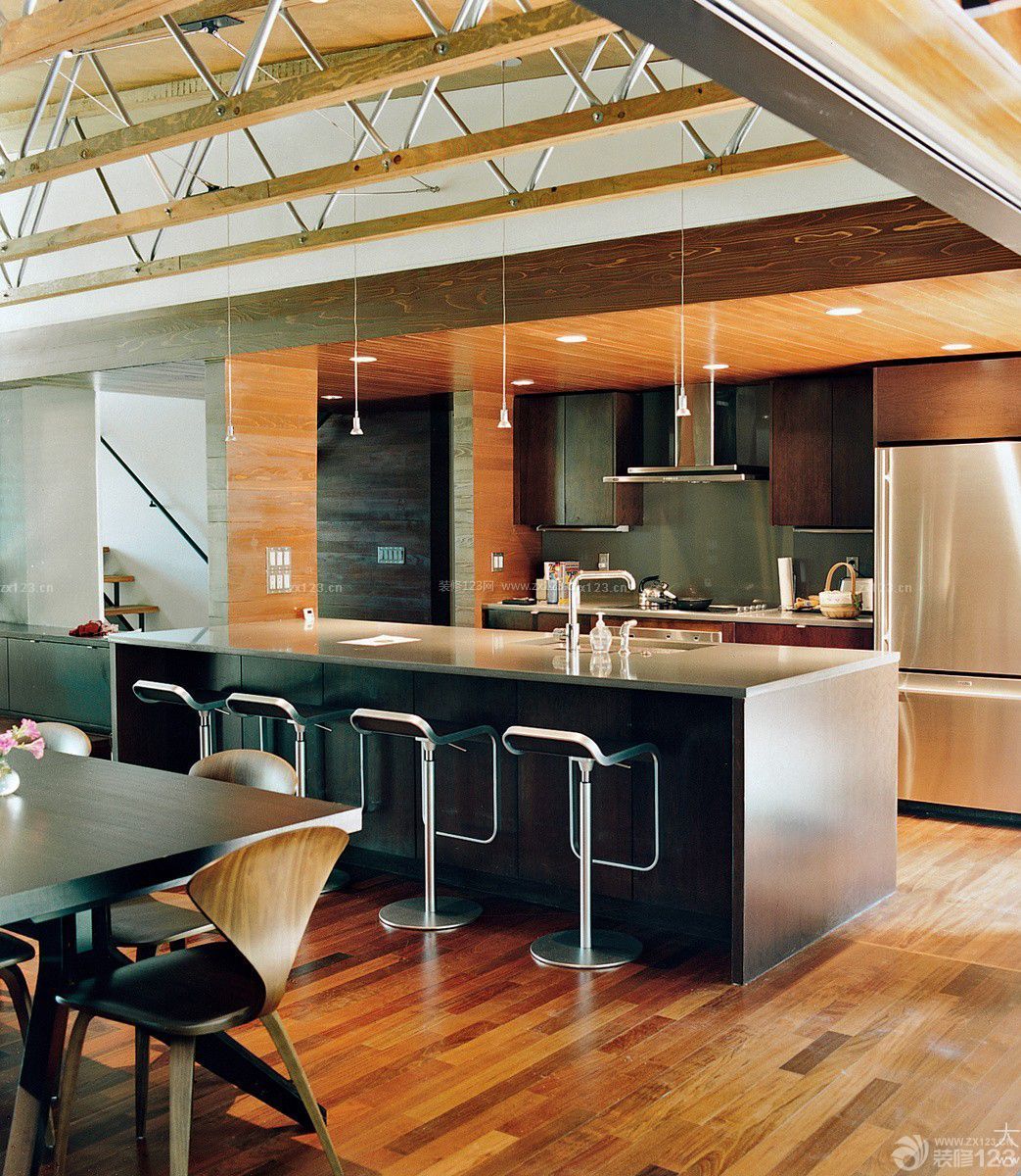 温馨120平米开放式厨房吊顶设计效果图