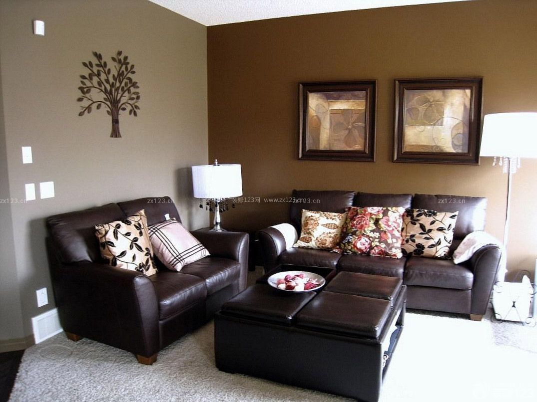70平米小复式客厅真皮沙发装修效果图片