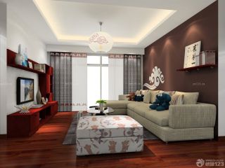 中式风格两室一厅80平米红木色木地板装修图