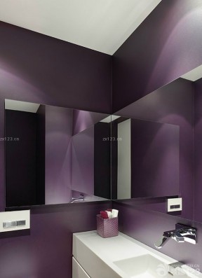 紫色墙面装修效果图片 公共卫生间效果图