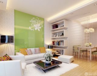 清新60平米一室一厅绿色墙面设计装修效果图