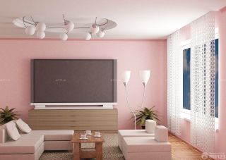 唯美温馨60平米一室一厅粉色墙面装修效果图大全