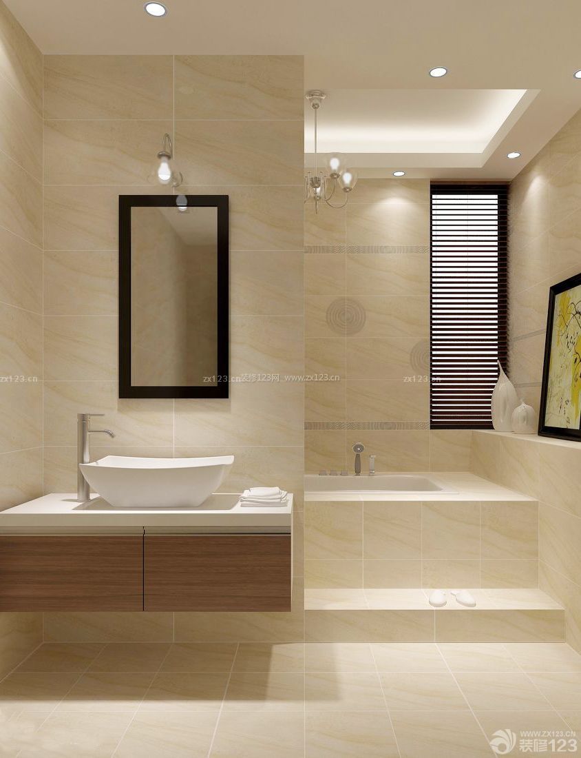 现代家居130平米户型的卫生间装修设计效果图