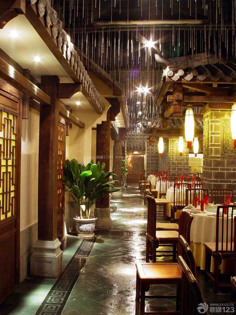 中式酒店餐厅大厅工装装修效果图