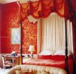 欧式卧室红色背景墙面装修效果图片
