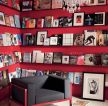 简欧书房红色墙面布置装修效果图片