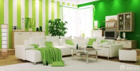 清新60平米2居室绿色墙面装修效果图欣赏