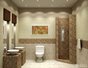 130平米户型的卫生间装修图 墙面设计装修效果图片