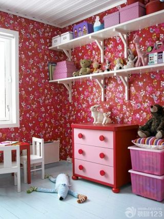 欧式风格儿童房红色墙面装修效果图片大全