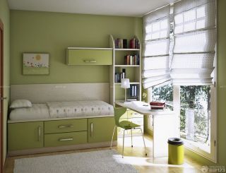 70平方米两室一厅卧室绿色墙面装修效果图片