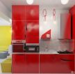 70平米两室一厅小厨房红色橱柜装修装饰效果图片