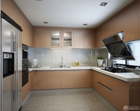 70平米两室一厅小厨房装饰效果图 棕色橱柜装修效果图片