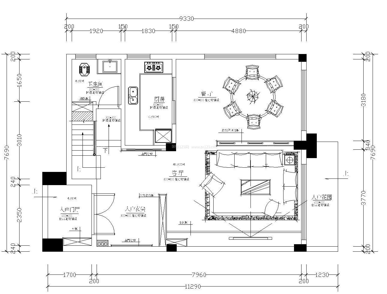 独栋别墅室内设计平面图
