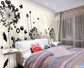 墙体彩绘图片 家装卧室效果图