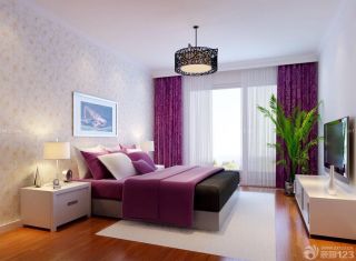 新房样板房紫色窗帘装修效果图片