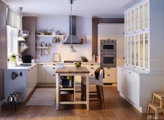 现代美式小户型家装开放式厨房橱柜图片效果