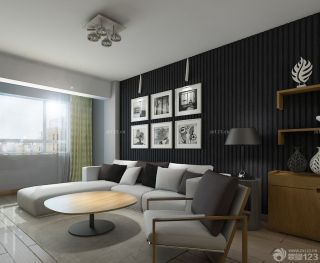 最新80平方房子客厅黑色墙面装修效果图片