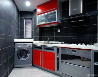70平米小户型厨房黑色墙面装修效果图片