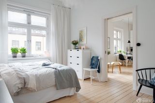 小清新北欧风格卧室窗帘装修效果图片