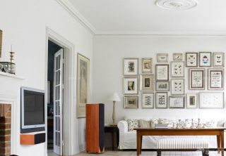 白色北欧风格客厅沙发背景墙装修图片
