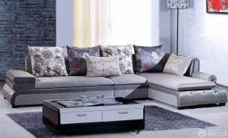 现代美式客厅布艺沙发套装潢效果图