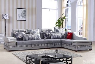 现代欧式客厅布艺沙发套装潢效果图