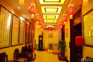 中式餐饮店面走廊装修设计效果图片