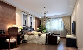 140平米的房子装修 简欧风格卧室窗帘装修效果图