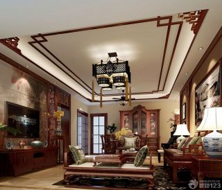 中式风格家装90平米房子室内客厅装修设计图