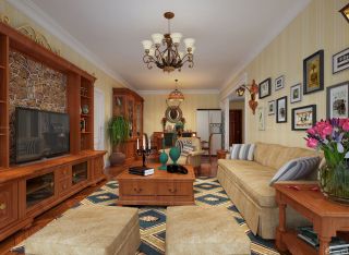 美式古典实木家具140平米的房子装修效果图