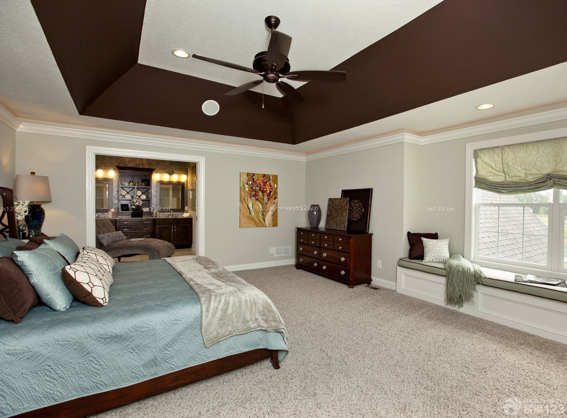 美式复古风格90平米房子卧室装修设计图片