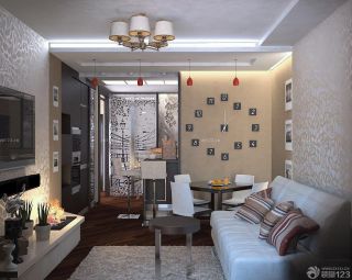 时尚60平米小户型客厅暗花壁纸设计装修实景图