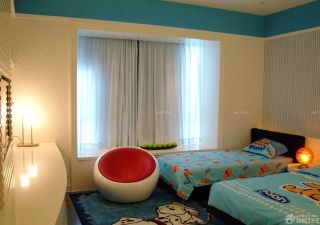 两室一厅70平米儿童房白色窗帘装修效果图片