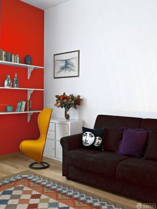 两室一厅70平米红色墙面空间利用装修效果图片