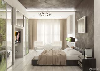 现代欧式90平方房子卧室床的摆放装修效果图