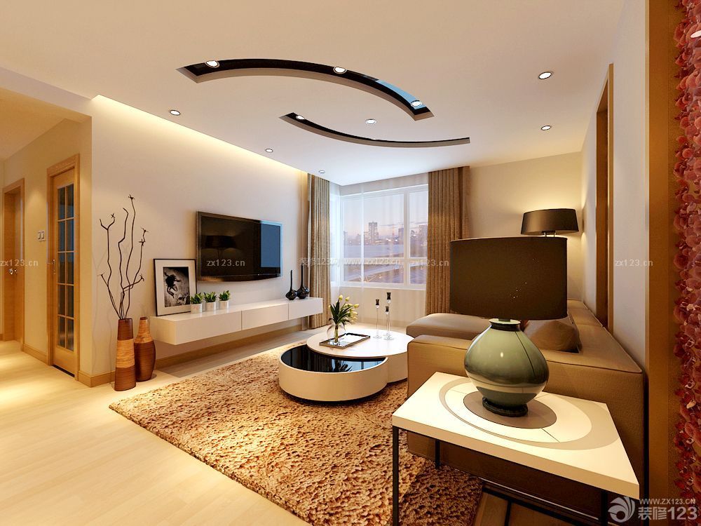 简约时尚客厅天花板装修设计效果图片