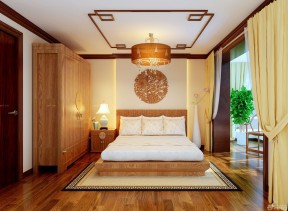 80平米房间普通中式吊顶卧室装修效果图片