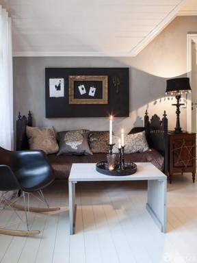 60平米小户型客厅带阁楼 沙发背景墙装修效果图片
