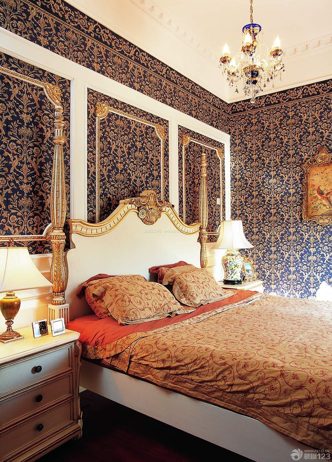 美式古典风格70平米两居室卧室装修效果图 