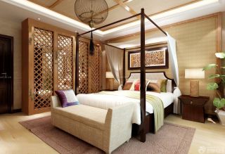 80后东南亚风格实木家具卧室装修风格效果图