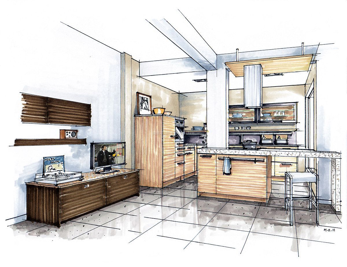 室内装修设计开放式厨房图纸