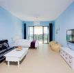 小型房子卧室客厅一体蓝色墙面装修效果图片
