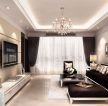 80平米客厅纯色窗帘装修图2023