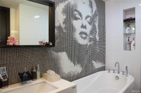 浴室马赛克拼图背景墙装修图片